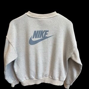 Nike Speckled Fleece Crewneck Grey Oatmeal 77% Cotton Sweatshirt Woman M #17